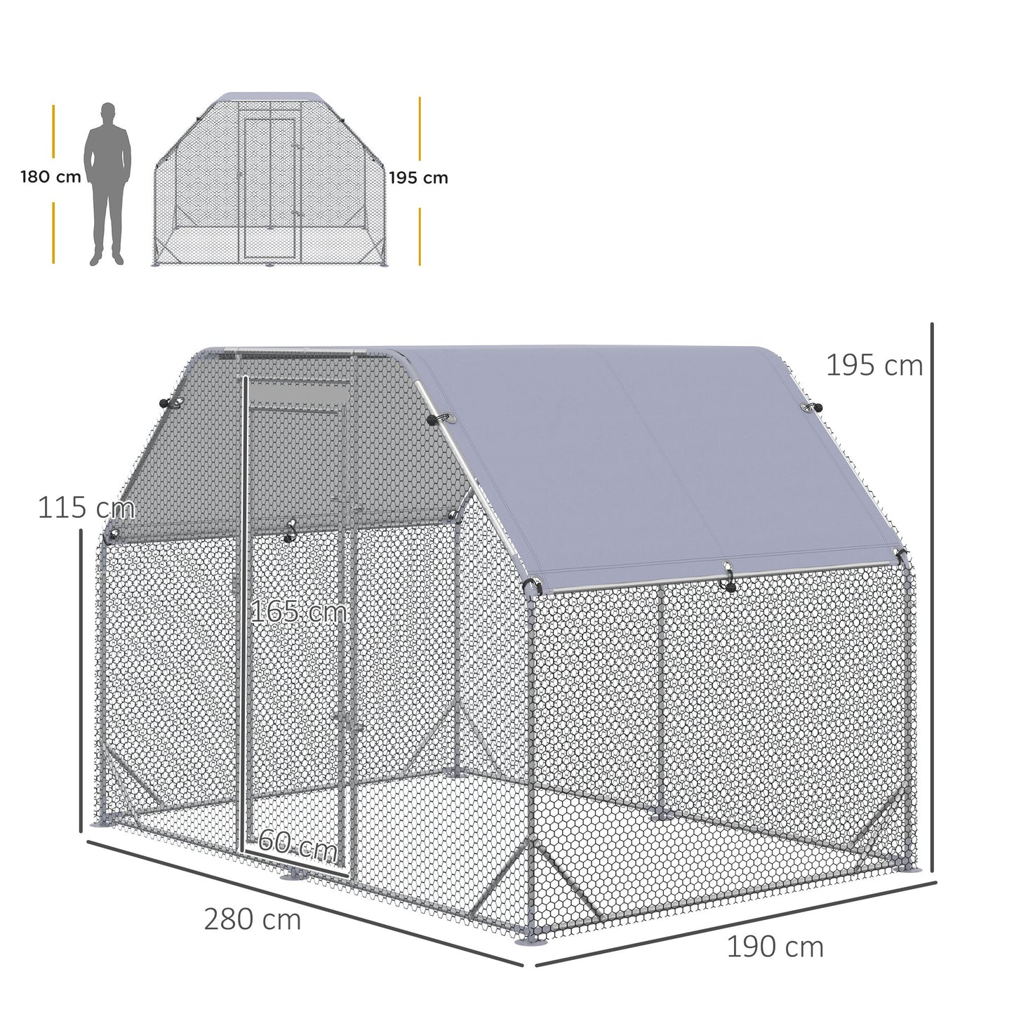 Chicken Run W/ Roof, Walk In Chicken Coop, Hen House Duck Pen