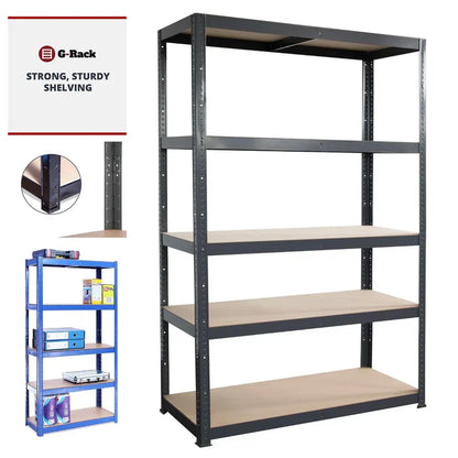 180x120x60cm Garage Shelving Units Single Bay 5 Tier Shelf Unit