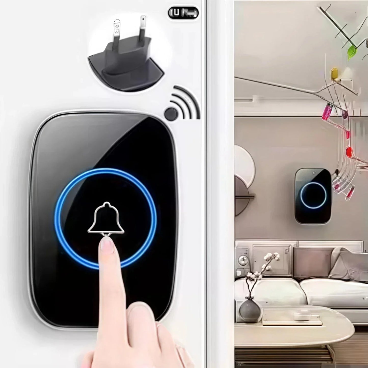 Wireless Doorbell Waterproof Range Door Bells Kit Cordless Plug-in Home Office