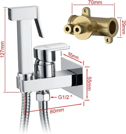 Muslim Shower Mixer Kit, Hot and Cold Bidet Spray with Shattaf Sprayer