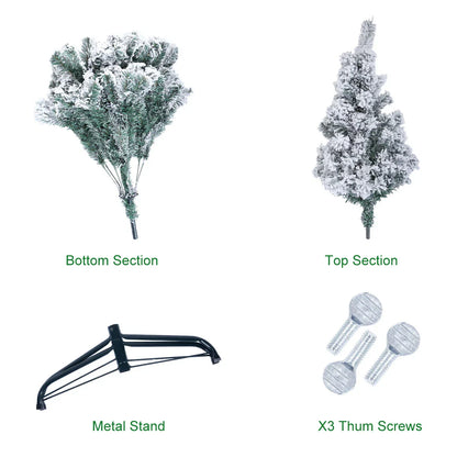 5/6FT Snow Flocked Christmas Tree Bushy Branch Xmas Home Decoration In&Outdoor