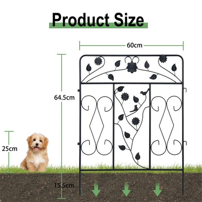 Garden Fence 5 Panels Metal Wrought Iron Railings Decorative Fencing