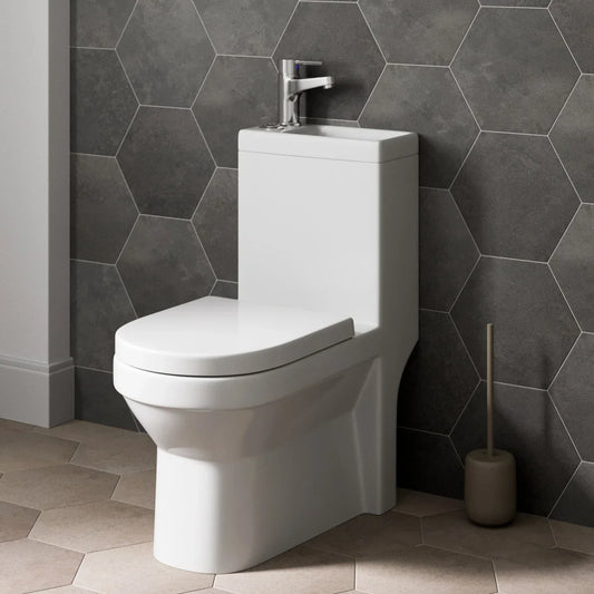 2 in 1 Close Coupled Toilet With Sink On Top Combo Space Saving Cloakroom Unit