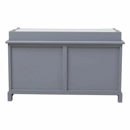Large Shoe Storage Bench with Seat Cushion And 2 Rattan Basket Organiser Hallway