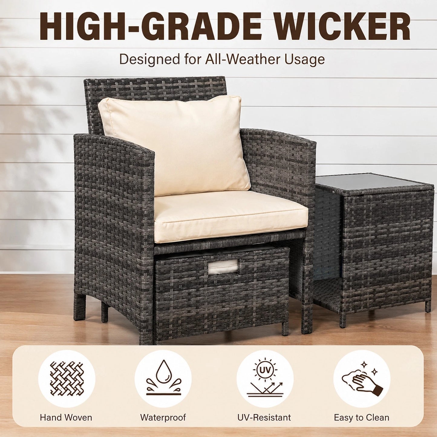 5 Piece Rattan Garden Furniture Patio Sofa Chairs Table Outdoor Conservatory Set