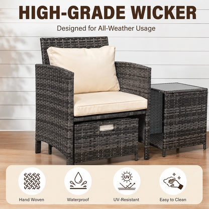 5 Piece Rattan Garden Furniture Patio Sofa Chairs Table Outdoor Conservatory Set