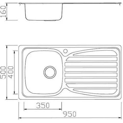 Stainless Steel Single Bowl Inset Kitchen Sink Left Hand Modern Drainer Wastes