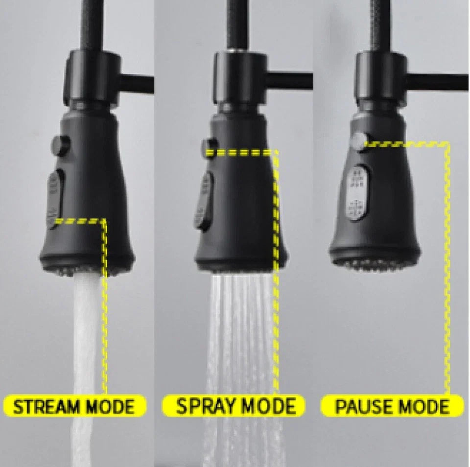 Matt Black Monobloc Kitchen Sink Mixer Tap with Pull Out Hose Spray Single Lever