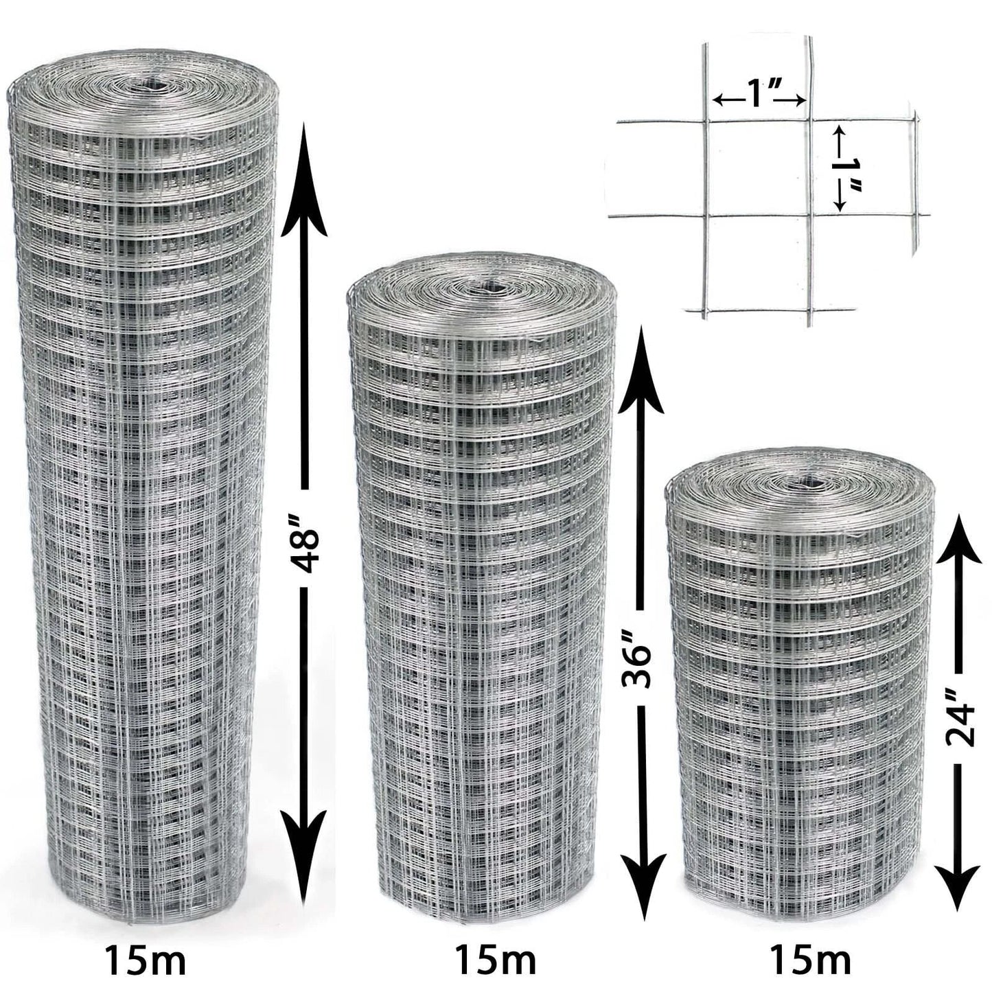 Galvanised Welded Wire Mesh 1"x1" Fence Aviary Rabbit Hutch Chicken Run Coop Pet