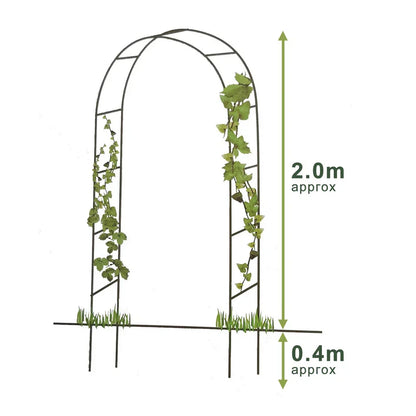 LARGE 2.4M HEAVY DUTY METAL GARDEN ARCH STRONG ROSE CLIMBING PLANTS SUPPORT
