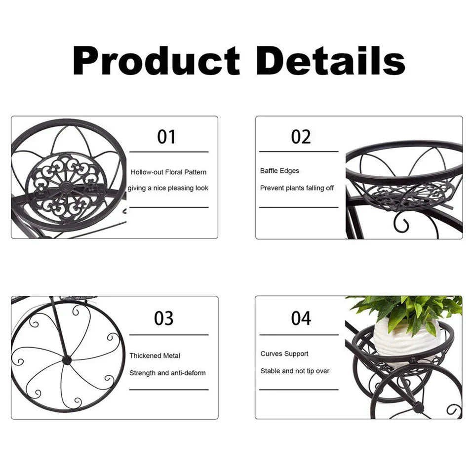 Bicycle Planter Metal Plant Stand Garden Bike Flower Pot Cart Holder Basket Deco