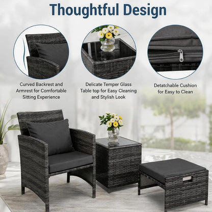 5 Piece Rattan Garden Furniture Patio Sofa Chairs Table Outdoor Conservatory Set
