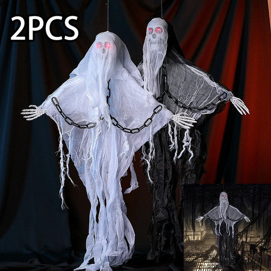 Faceless Ghost Light Up Animatronic Ghost - Halloween Decoration Prop (2 Pack)