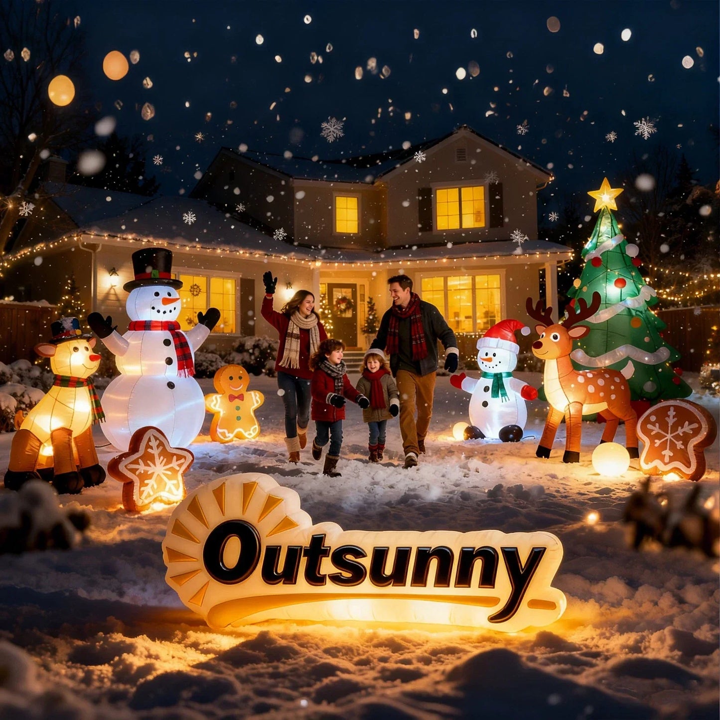 6FT Christmas Inflatables Snowman & Dog for Indoor Outdoor Decor