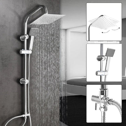 Shower Kit Twin Head 2 Mixer Shower Heads Rail Hose Riser Square Bathroom Set