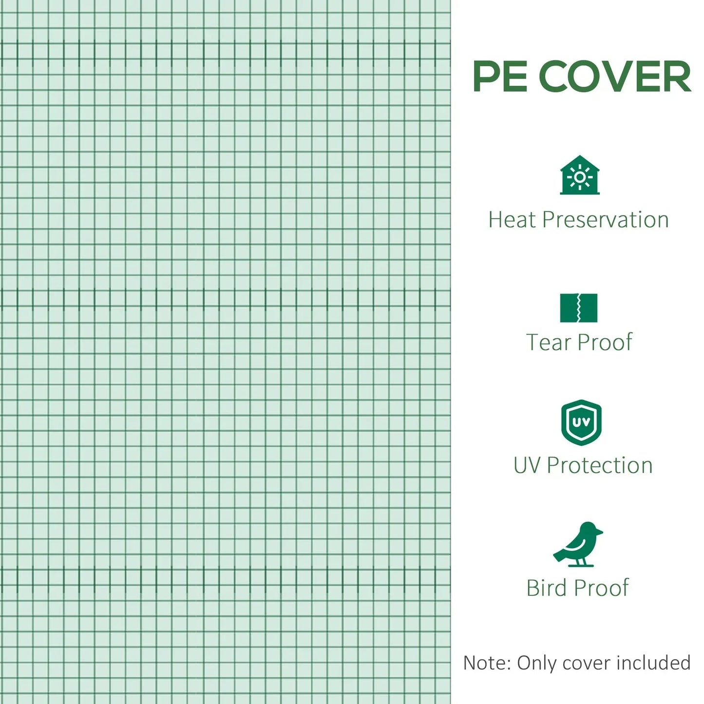 3 x 2 x 2m Greenhouse Replacement Cover ONLY for Tunnel Greenhouse