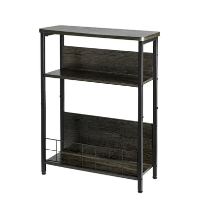 Vintage Narrow Side Table with Storage Shelf, 3 Tier Slim End Table Modern Sofa
