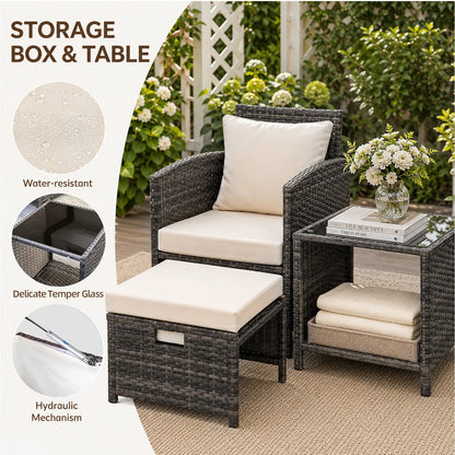 5 Piece Rattan Garden Furniture Patio Sofa Chairs Table Outdoor Conservatory Set