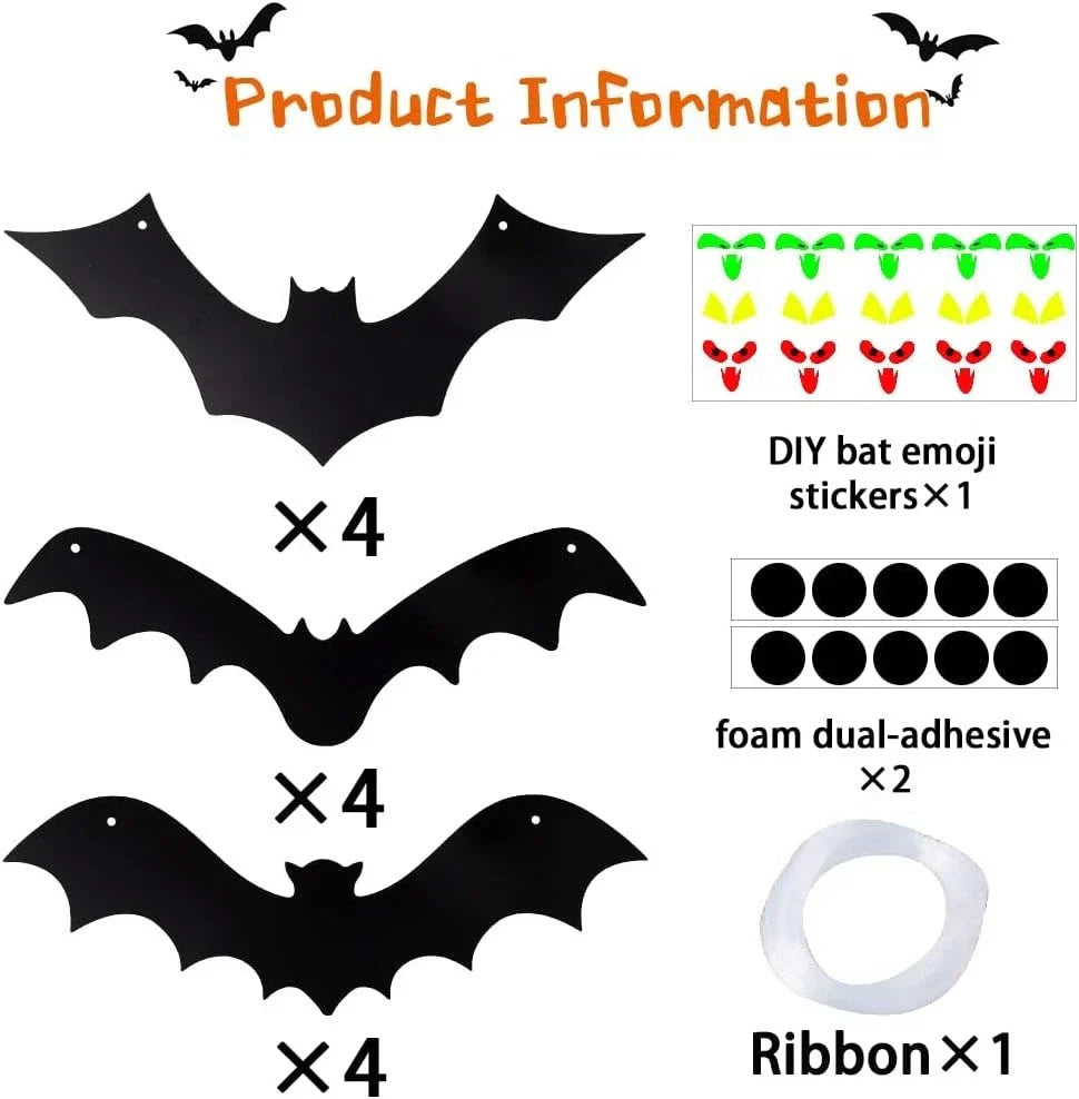 12PCS Halloween Hanging Bats, Halloween Flying Bat Hanging Decorations