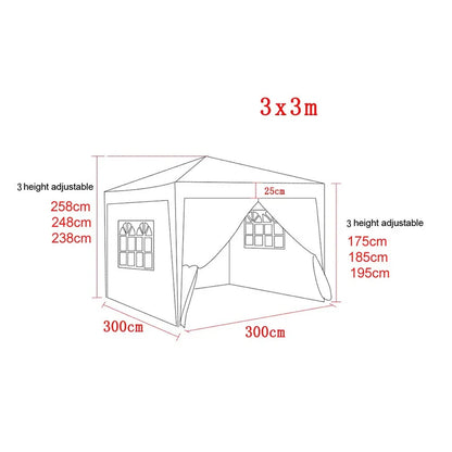 3x3M Heavy Duty Gazebo Marquee Popup Water- proof Garden Party Tent 4 WallSides