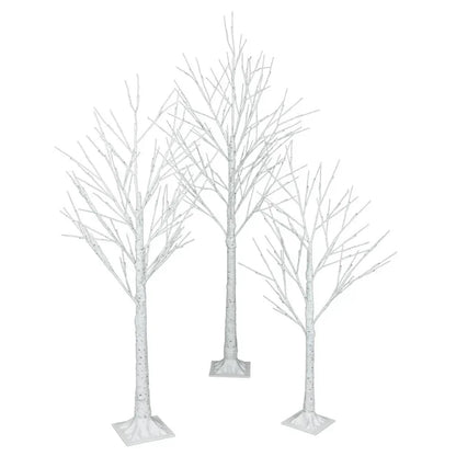 Outdoor 4ft, 6ft, 8ft Birch Christmas Twig Tree Pre Lit Ice Warm White Multi LED