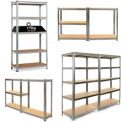4x Metal 5 Tier Garage Shelves Shelving Unit Racking Storage 150 x 70 x 30cm