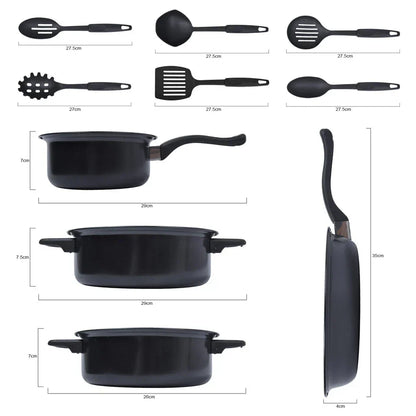 13pcs Cookware Set Pan Pot Non Stick Saucepans Frying Pan Cookware Set Glass Lid