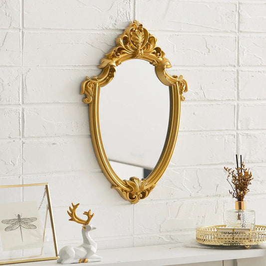 Vintage Ornate Gold Wall Mirror Baroque Carved Framed Hanging Decorative Mirror
