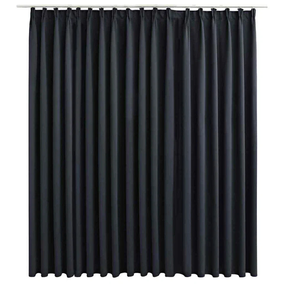 Blackout Curtain with Hooks Blind Drapery Window Covering ( Black)