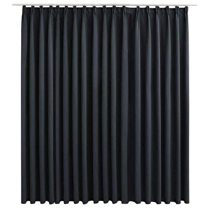Blackout Curtain with Hooks Blind Drapery Window Covering ( Black)
