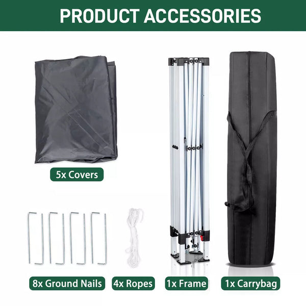3x3M Heavy Duty Gazebo Marquee Popup Water- proof Garden Party Tent 4 WallSides