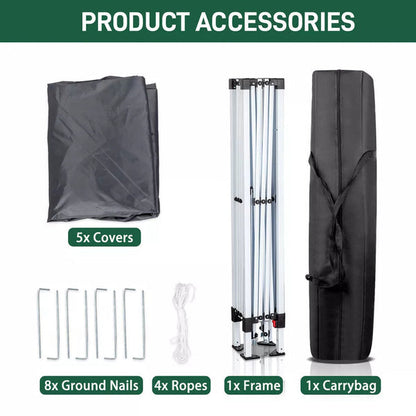3x3M Heavy Duty Gazebo Marquee Popup Water- proof Garden Party Tent 4 WallSides