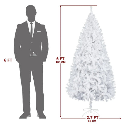 Large 6FT Christmas Tree Artificial Xmas Tree White With Stand Festive Decor