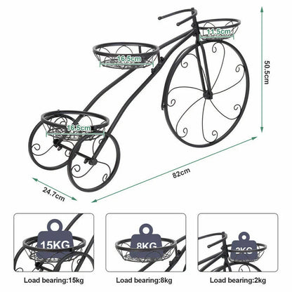 Bicycle Planter Metal Plant Stand Garden Bike Flower Pot Cart Holder Basket Deco
