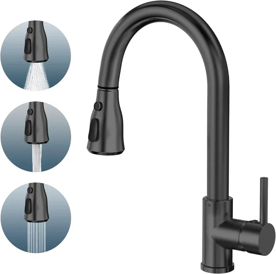 360° Kitchen Sink Mixer Taps Pull Out Spout Spray Single Lever Modern