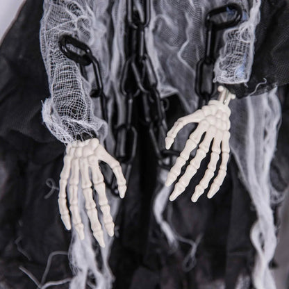 90cm LED Flashing Eyes Skeleton in Chain Sound Effect Halloween Hanging Decor