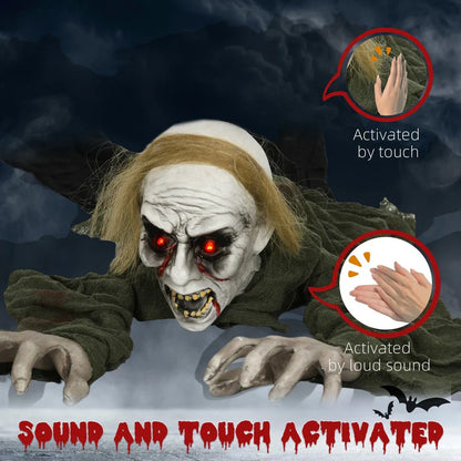 167 cm Halloween Crawling Zombie, Outdoor Animated Prop
