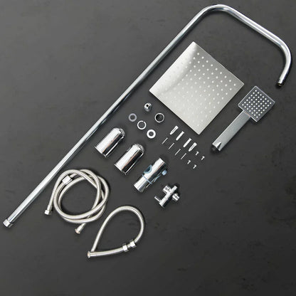 Shower Kit Twin Head 2 Mixer Shower Heads Rail Hose Riser Square Bathroom Set