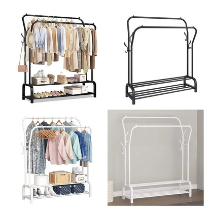 Heavy Duty Metal Double Rail Clothes Garment Hanging Rack Shelf Display Stand UK