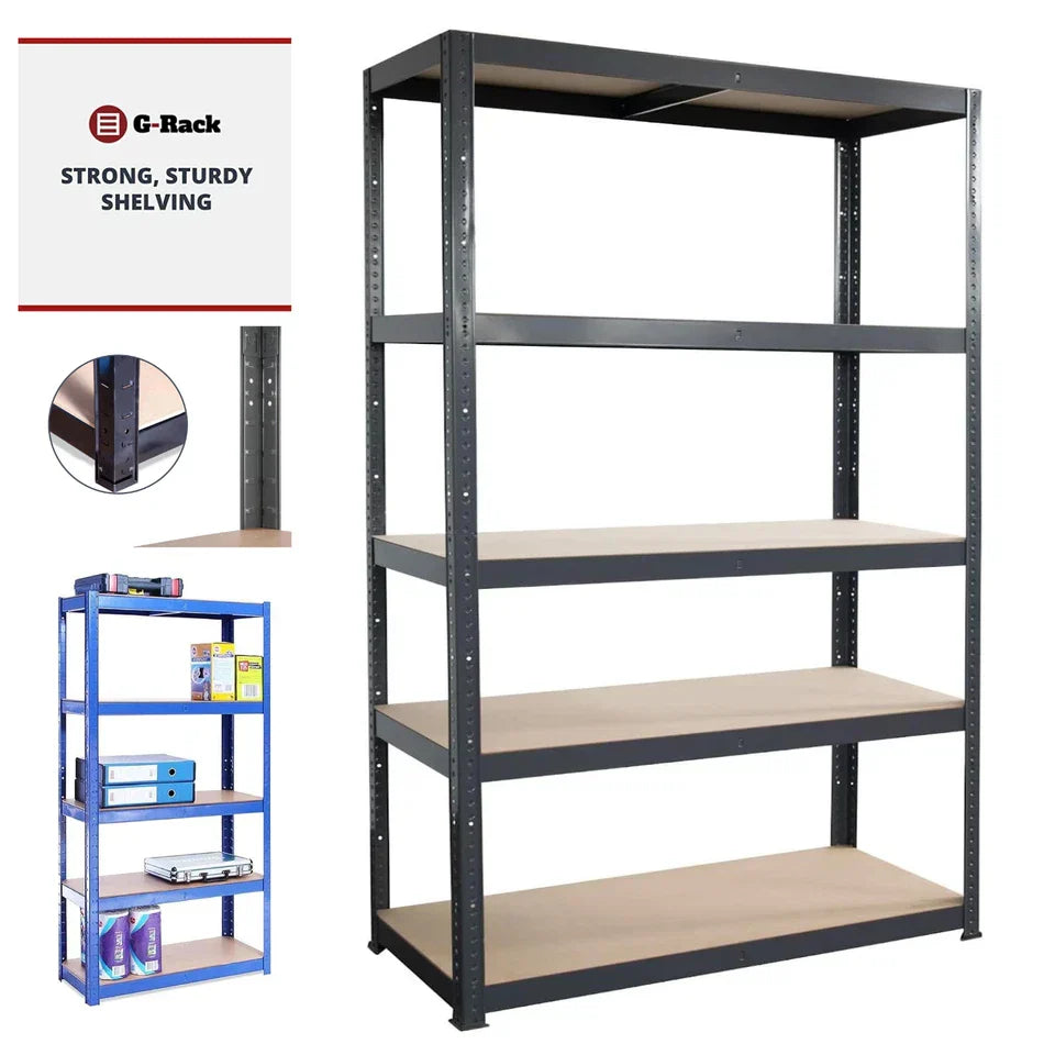 180x120x45cm Garage Shelving Units Single Bay 5 Tier Shelf Unit