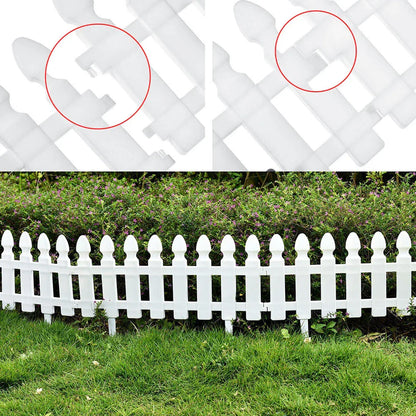 4,8,12 PCS White Plastic Picket Fencing Wooden Effect Lawn Border Edge Garden Edging