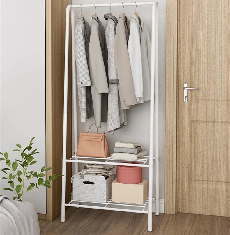 Metal Clothes Rail Hanging Rack Garment Display Stand Storage Shelf