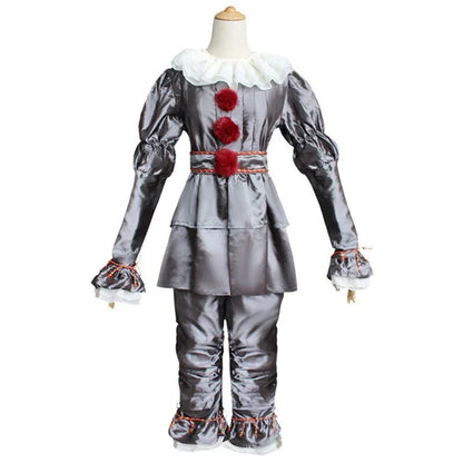 Adult Pennywise Clown Costume Halloween Cosplay Suit Outfit Fancy ( Dress Only)