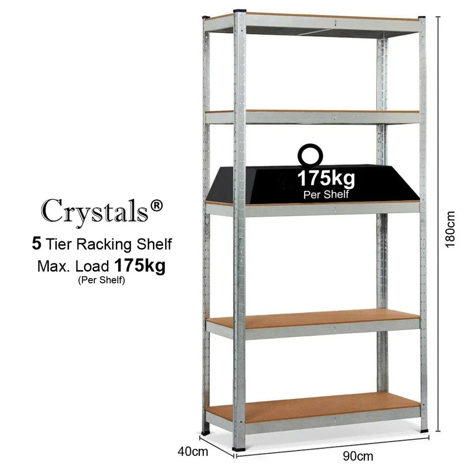 4x Metal 5 Tier Garage Shelves Shelving Unit Racking Storage 180 x 90 x 40cm
