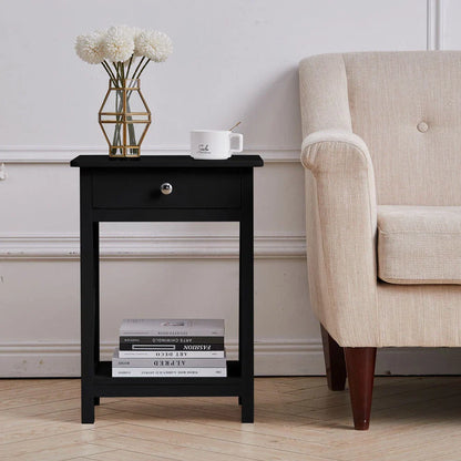 Bedside Table Cabinet Nightstand Small Side End Table Storage Drawer Organizer