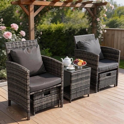 5 Piece Rattan Garden Furniture Patio Sofa Chairs Table Outdoor Conservatory Set