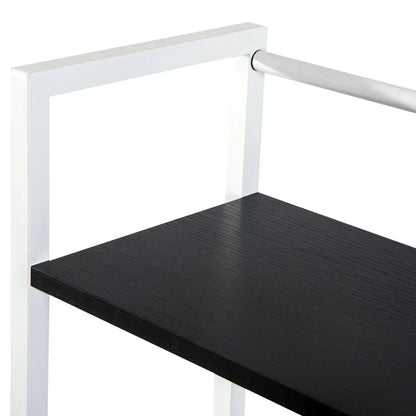 Computer Desk Laptop Table w/4-tier Bookshelf Metal Frame Black, White