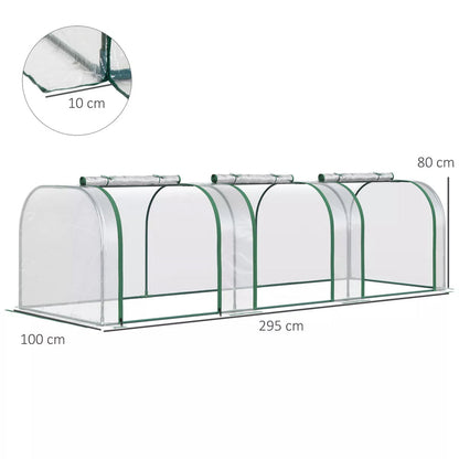 Tunnel Greenhouse Steel Frame for Garden w/ Zipper Doors