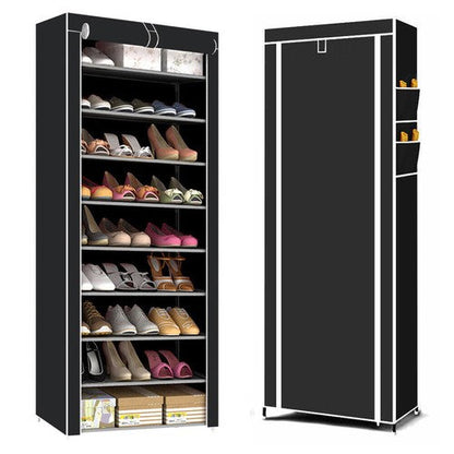 10 Tier Cabinet Storage Organiser Shoe Rack Stand Holds 27 Pairs Dustproof