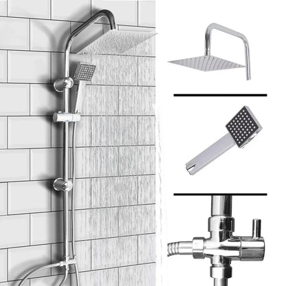Shower Kit Twin Head 2 Mixer Shower Heads Rail Hose Riser Square Bathroom Set